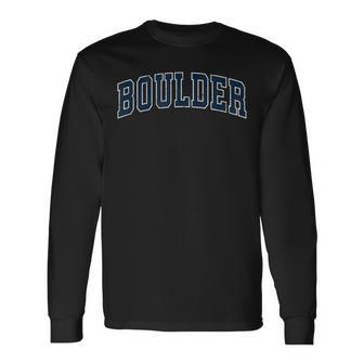 Boulder Colorado Co Vintage Sports Navy Long Sleeve T-Shirt - Monsterry