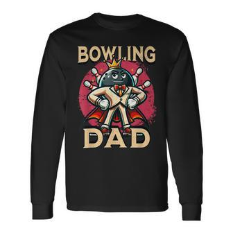 Bowling Dad Usa Flag Patriotic American Bowler Father's Day Long Sleeve T-Shirt - Thegiftio UK