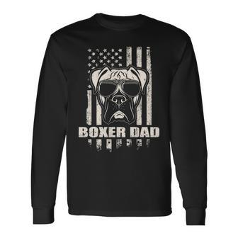 Boxer Dad Cool Vintage Retro Proud American Long Sleeve T-Shirt | Mazezy