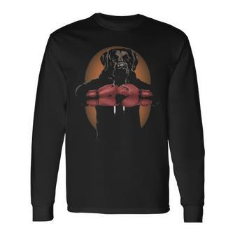 Boxing Brown Labrador Dog Martial Arts Warrior Long Sleeve T-Shirt | Mazezy