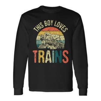 This Boy Loves Trains Model Railroad Train Vintage Railroad Long Sleeve T-Shirt - Monsterry DE