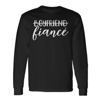 Boyfriend Fiancé Engagement Engaged Couple Matching Long Sleeve T-Shirt - Thegiftio UK