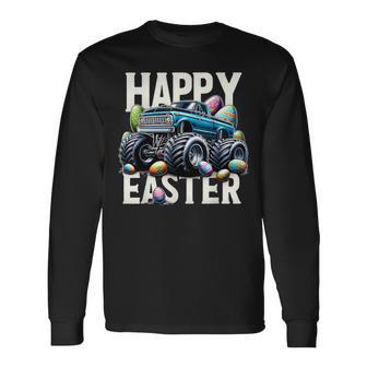 Boys Happy Easter Monster Truck Easter Eggs Hunt Toddler Kid Long Sleeve T-Shirt - Seseable