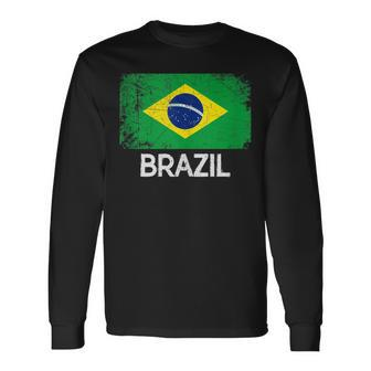 Brazilian Flag Vintage Made In Brazil Long Sleeve T-Shirt - Monsterry DE