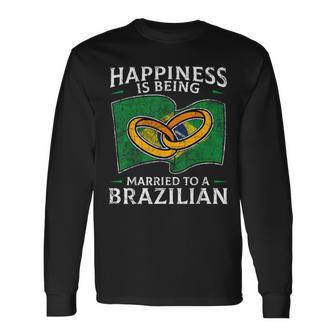 Brazilian Marriage Brazil Married Flag Wedded Culture Long Sleeve T-Shirt - Monsterry DE
