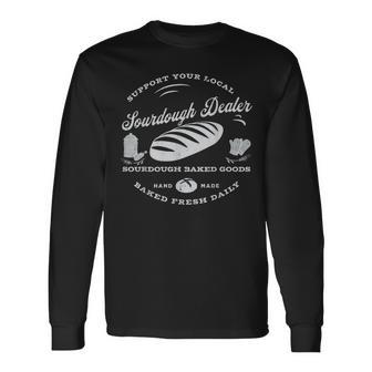 Bread Baker Retro Sunset Support Your Local Sourdough Dealer Long Sleeve T-Shirt - Monsterry
