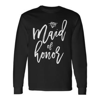 Bridal Party Maid Of Honor Cute Graphics Long Sleeve T-Shirt - Monsterry