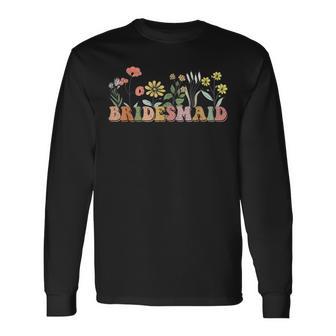 Bridesmaid Bride I Do Crew Wildflowers Bachelorette Party Long Sleeve T-Shirt - Monsterry