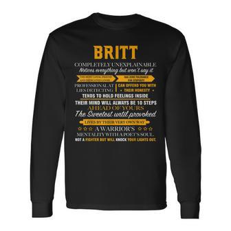 Britt Completely Unexplainable Name Father's Day 7 Long Sleeve T-Shirt - Seseable