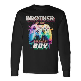 Brother Of The Birthday Boy Matching Family Video Game Party Long Sleeve T-Shirt - Seseable