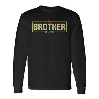 Brother Est 2024 Brother 2024 Logo New Brother Fathers Day Long Sleeve T-Shirt - Thegiftio UK