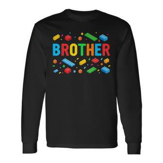 Brother Master Builder Building Bricks Blocks Family Big Bro Long Sleeve T-Shirt - Monsterry