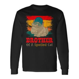 Brother Of A Spoiled Cute Cat Father's Day Cat Sunglasses Long Sleeve T-Shirt - Monsterry