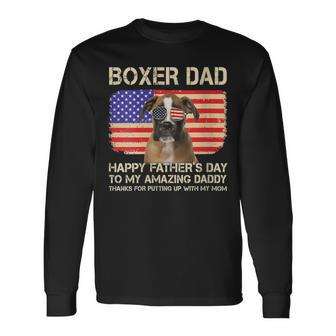 Brown Boxer Dad Happy Fathers Day To My Amazing Daddy Dog Long Sleeve T-Shirt - Thegiftio UK