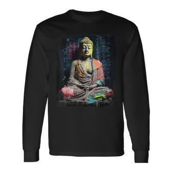Buddhist Monk Yin Yang Zen Meditation Buddha Long Sleeve T-Shirt - Seseable
