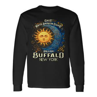 Buffalo New York 2024 Total Solar Eclipse April 8 Souvenir Long Sleeve T-Shirt | Mazezy