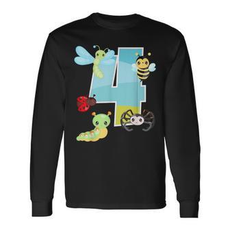 Bugs And Insects Nature Lover 4 Year Old 4Th Birthday Party Long Sleeve T-Shirt - Monsterry AU