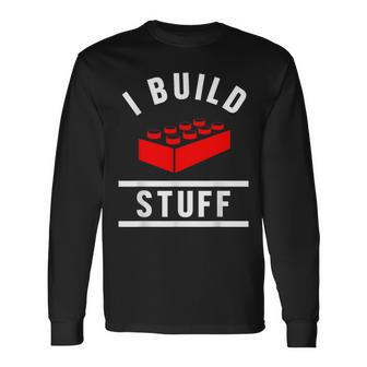 Build Stuff Master Builder Building Blocks Construction Toy Long Sleeve T-Shirt - Monsterry