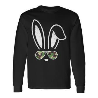 Bunny Ears Retro Sunglasses Easter Camo Camouflage Long Sleeve T-Shirt | Mazezy UK