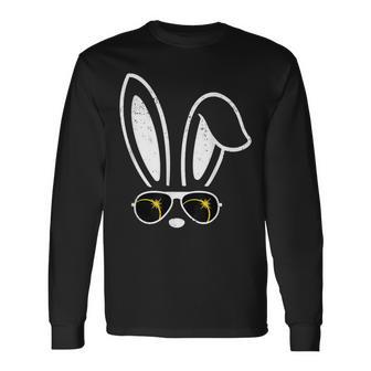 Bunny Ears Sunglasses Easter Total Solar Eclipse 2024 Long Sleeve T-Shirt - Monsterry CA