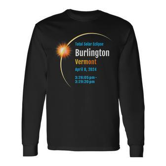 Burlington Vermont Vt Total Solar Eclipse 2024 1 Long Sleeve T-Shirt - Monsterry