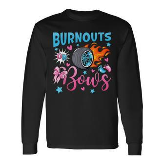 Burnouts Or Bows Gender Reveal Party Ideas Baby Announcement Long Sleeve T-Shirt - Seseable