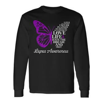Butterfly Purple Systemic Lupus Erythematosus Awareness Long Sleeve T-Shirt | Mazezy