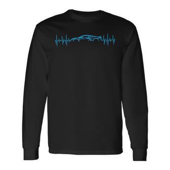 C8 Heartbeat Rapid Blue Supercar Sports Car Heartbeat Line Long Sleeve T-Shirt - Monsterry UK