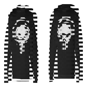 Calavera Dj Con Cascos Dj Skull Headphones Camiseta de manga larga - Regaloses