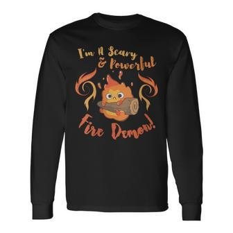 Calcifer Scary & Powerful Fire Demon Long Sleeve T-Shirt | Mazezy