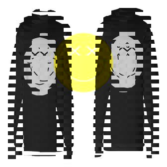 Camisa De Cara Sonriente Amarilla Con Ojos En X Y Cara Sonriente Camiseta de manga larga - Regaloses