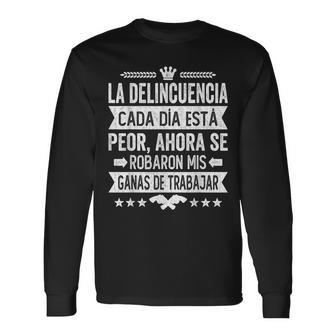 Camiseta Chistosa En Espanol No Trabajo Spanish Saying Long Sleeve T-Shirt - Monsterry