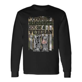 Camouflage American Proud Granddaughter Of The Veteran Long Sleeve T-Shirt - Monsterry CA