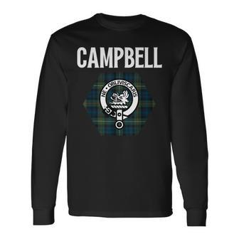 Campbell Clan Scottish Name Coat Of Arms Tartan Long Sleeve T-Shirt - Seseable