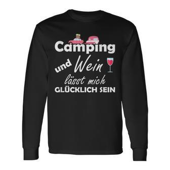 Camping Und Wein Lässt Mich Glücklich Sein Langarmshirts - Seseable