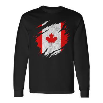 Canada Canadian Flag Vintage Langarmshirts - Seseable