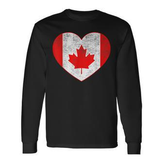Canada Flag Heart Canadian Roots Americans Love Maple Long Sleeve T-Shirt - Monsterry AU