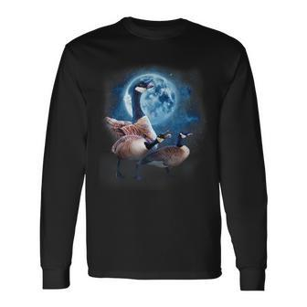Canadian Goose Howling At The Moon Silly Goose Long Sleeve T-Shirt - Monsterry