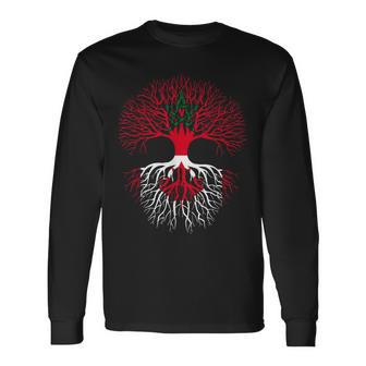 Canadian Roots Moroccan Grown Canada Flag Matching Couple Long Sleeve T-Shirt - Monsterry CA