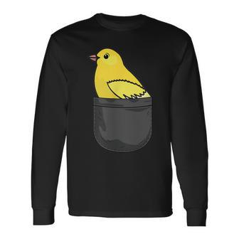 Canary Bird In Pocket Animal Lover Long Sleeve T-Shirt - Monsterry