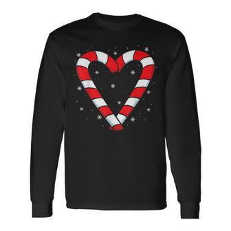 Candy Cane Hearts Christmas Xmas Holidays Santa Long Sleeve T-Shirt | Mazezy