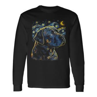 Cane Corso Dog Starry Night Dogs Lover Graphic Long Sleeve T-Shirt | Mazezy