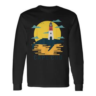 Cape Cod Nauset Lighthouse Vacation Sunset Whale Tourist Long Sleeve T-Shirt - Monsterry AU