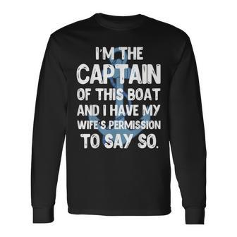 Captain Boater Boating Pontoon Summer Vacation Long Sleeve T-Shirt - Monsterry UK