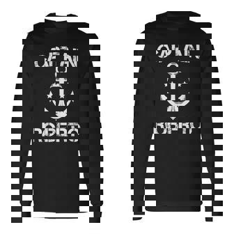 Captain Roberto Cadeau D'anniversaire Amusant Personnalisé Avec Nom De Bateau T-shirt à manches longues - Cadeauxyz