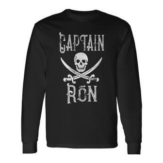 Captain Ron Vintage Personalized Pirate Boating Long Sleeve T-Shirt - Monsterry CA