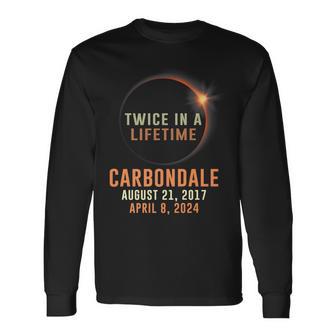 Carbondale Total Solar Eclipse 2024 Twice In A Lifetime Long Sleeve T-Shirt - Monsterry UK