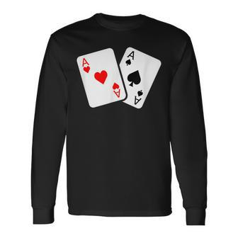 Card Game Spades And Heart As Cards For Skat And Poker Langarmshirts - Seseable
