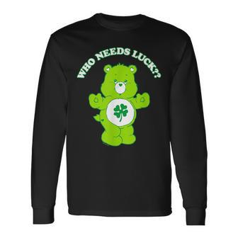 Care Bears St Patrick's Day Good Luck Bear Who Needs Luck Long Sleeve T-Shirt - Seseable