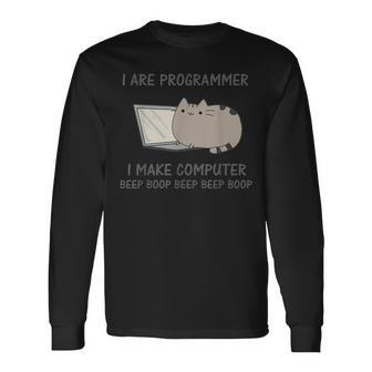 Cat Computer Kitten Computer Scientist Langarmshirts - Seseable